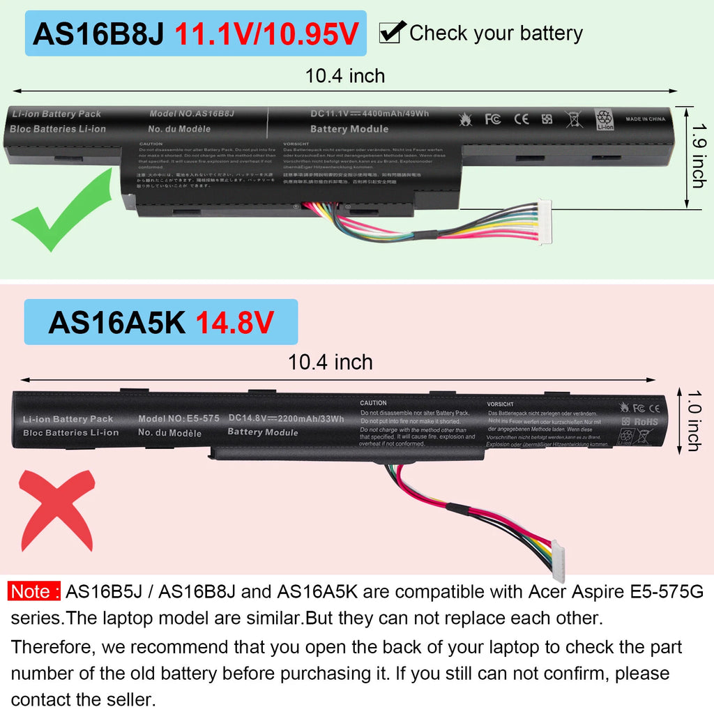 Laptop Battery For ACER ASPIRE F15 F5-573G F5-573T F5-573-57R7 AS16B5J AS16B8J