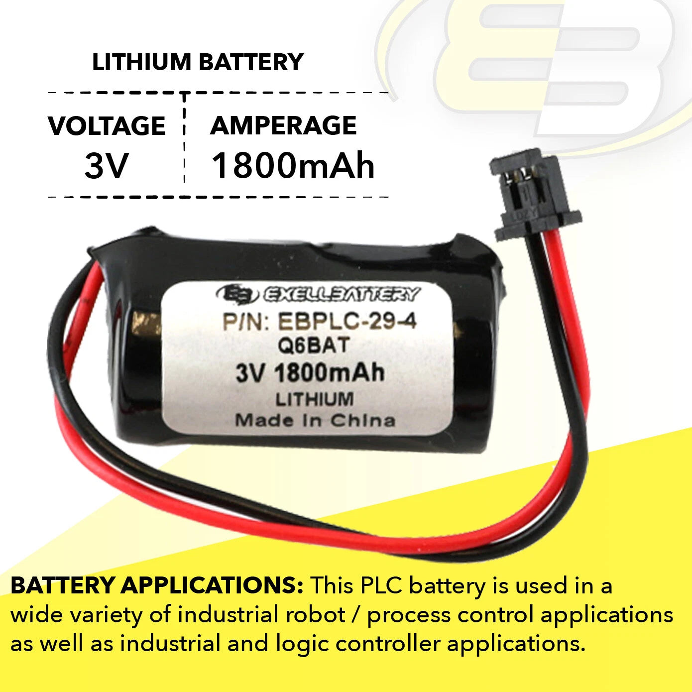 Exell EBPLC-29-4 3V Lithium Compatible with Battery