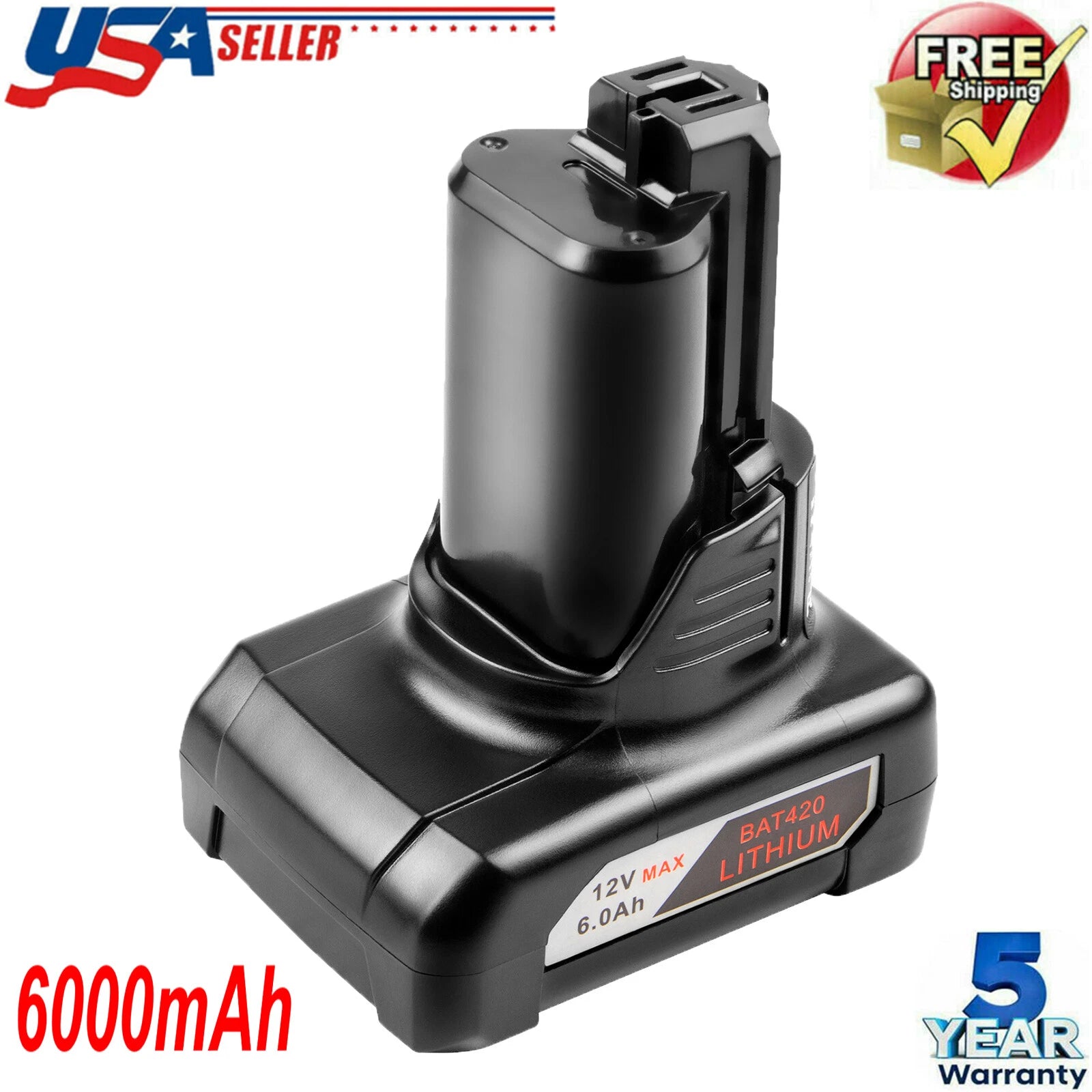For Bosch 12V 6.0Ah Li-ion Battery BAT420 BAT411 BAT411A BAT412A GDR GSB CLPK