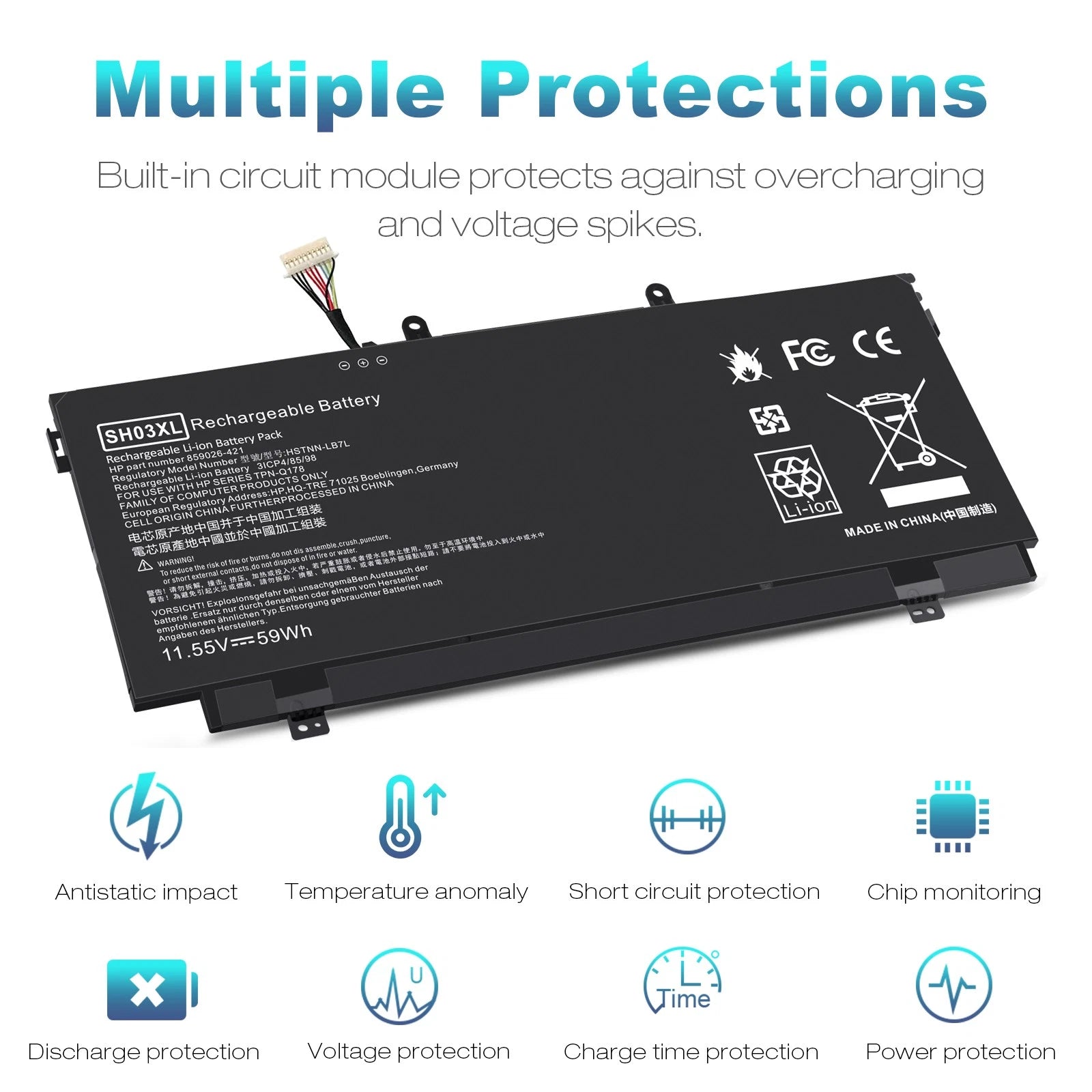SH03XL CN03XL 859026-421 Battery For HP Spectre X360 13-AC013DX 13-W023DX W025ND