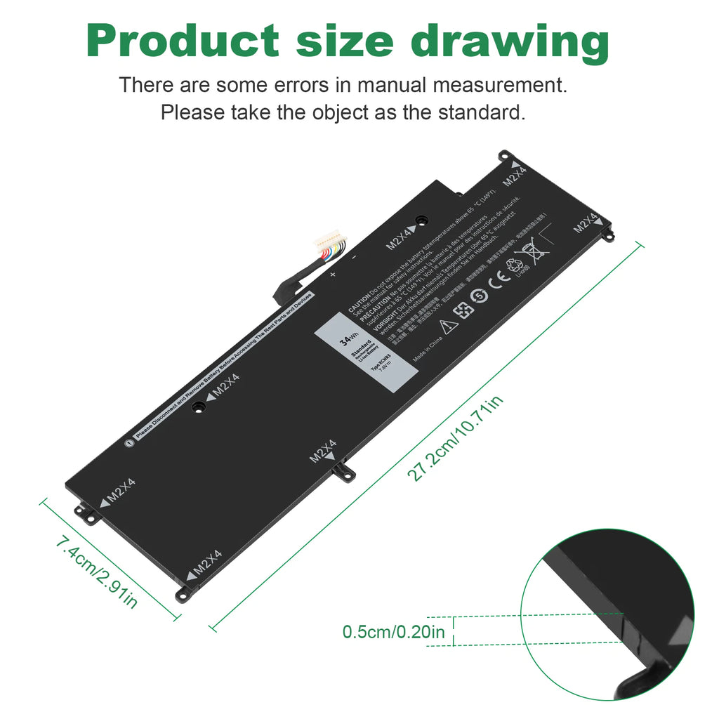XCNR3 WY7CG Laptop Battery for Dell Latitude 13 7370 E7370 Series 7.6V 34Wh US