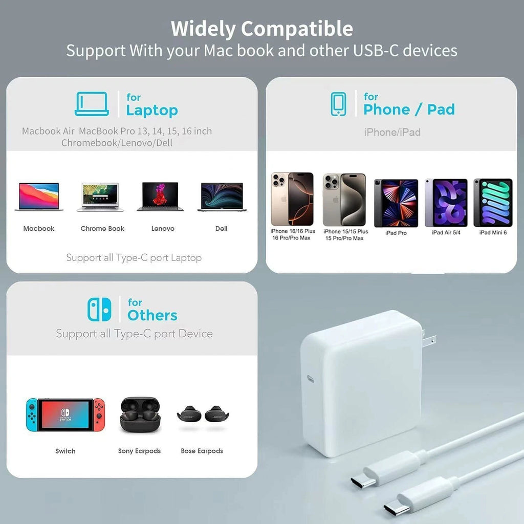 MacBook Pro Charger 61W/67W USB-C Charger Power Adapter For MacBook Air A1708