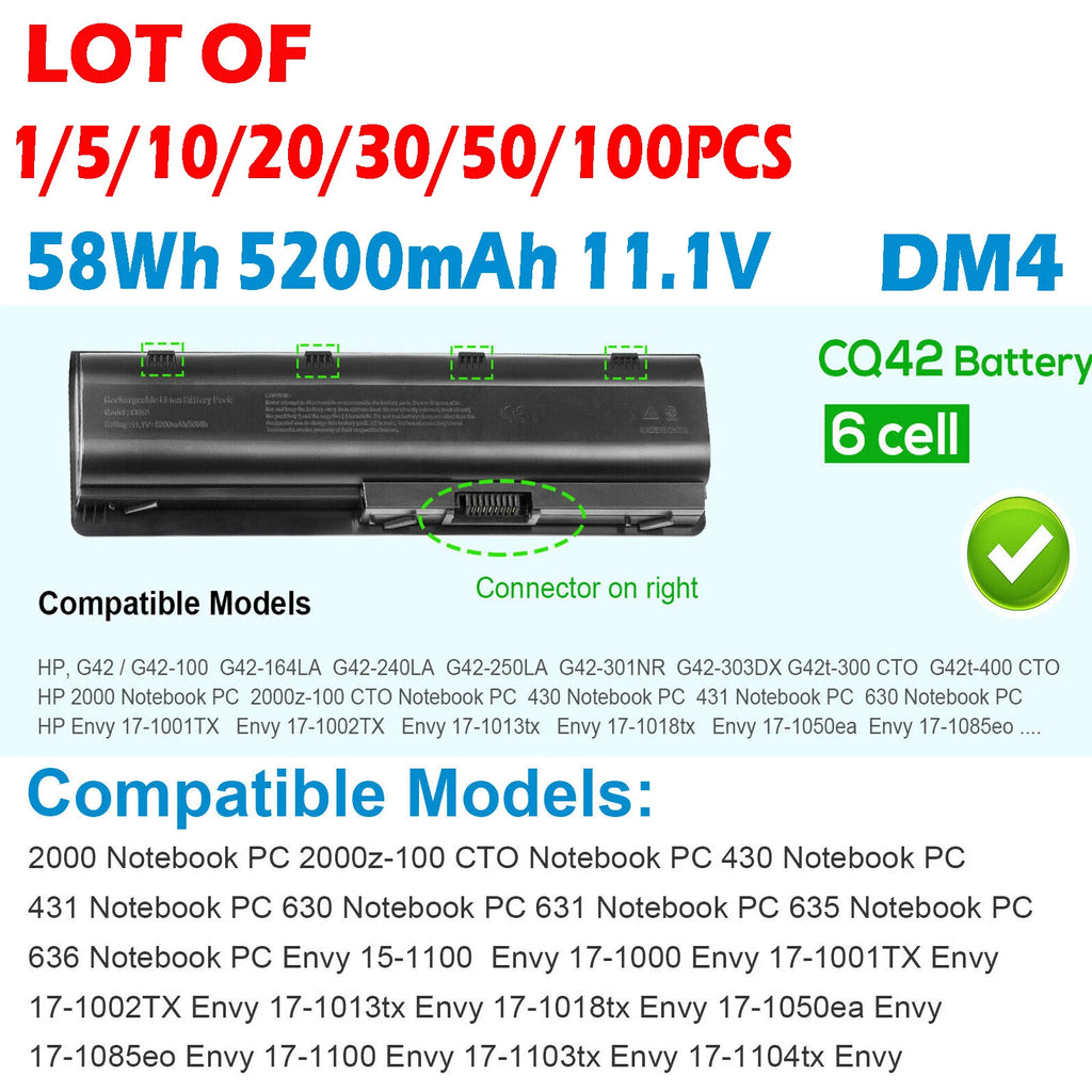 ??LOT OF DM4 Battery For HP Pavilion CQ42 MU06 MU09 G4 G6 G7 G62 CQ56 593553-001