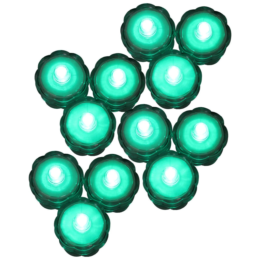 12 Pk Turquoise Submersible Waterproof Underwater Battery LED Tea Light Wedding