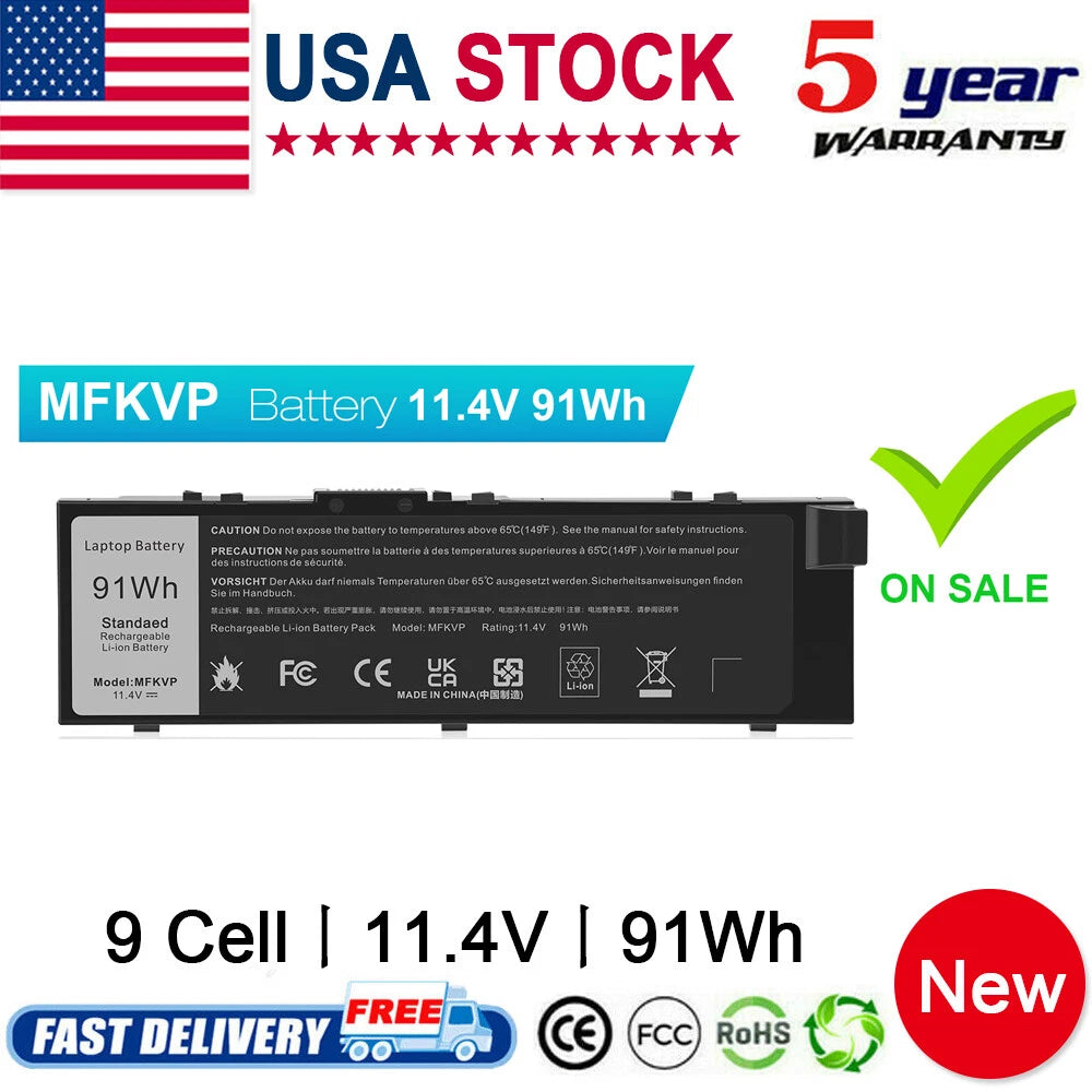 91Wh MFKVP Battery For Dell Precision 7510 7710 RDYCT D7YCT 0TWCPG T05W1