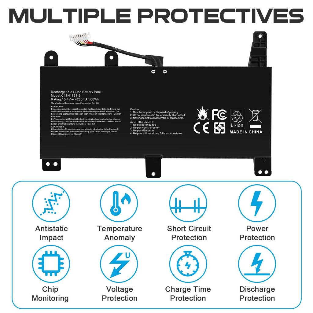 C41N1731-2 Battery For ASUS ROG Strix G17 G712LU G731G SCAR 17 G732LW