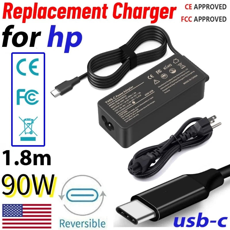 90W USB-C Adapter Charger Power Cord for HP Spectre x360 13-AE015DX 15-bl000
