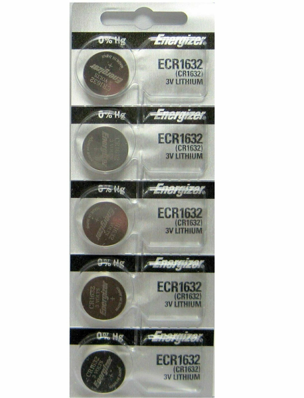 5 PACK FRESH ENERGIZER CR1632 ECR1632 1632 3V Lithium Coin Battery Expire 2031