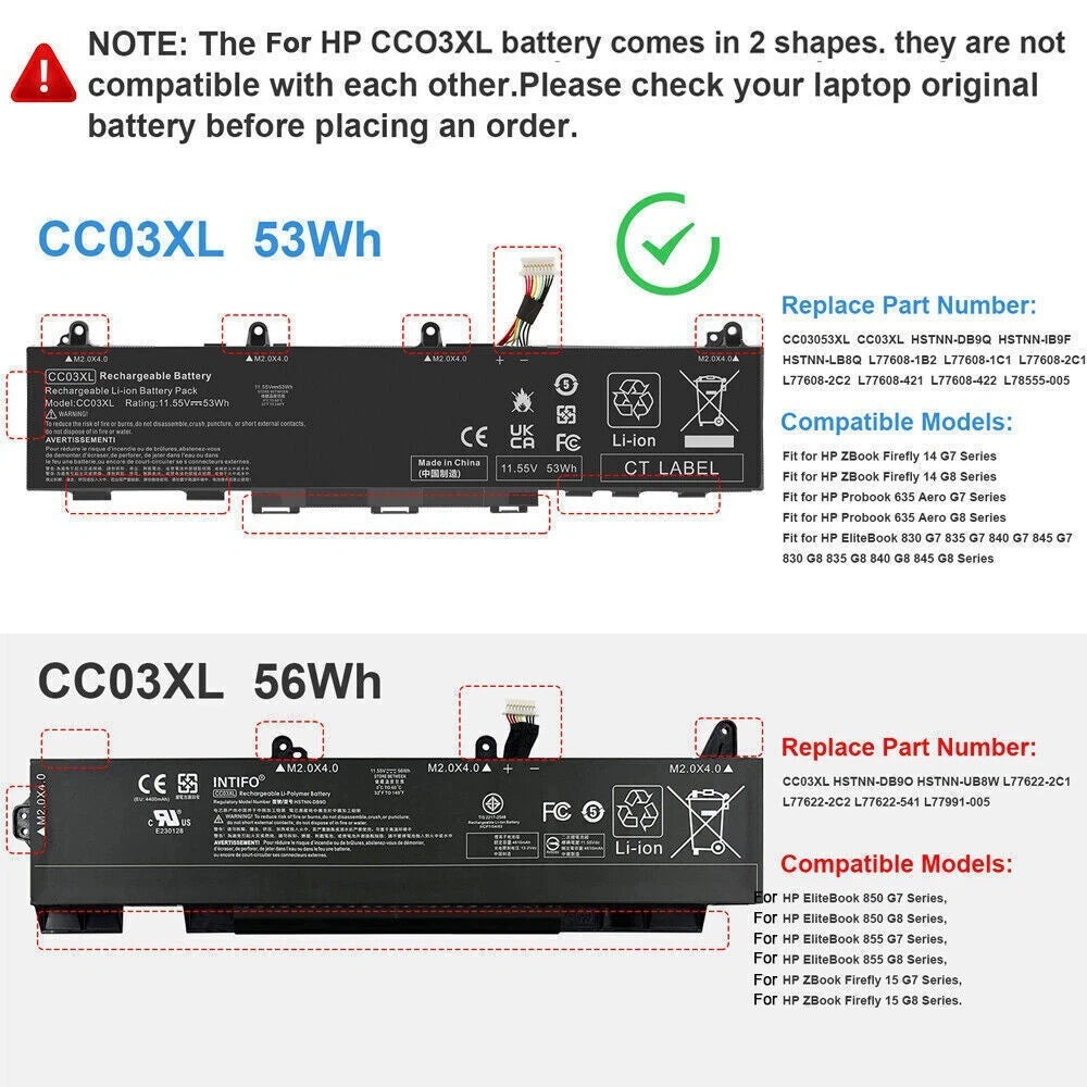 ?CC03XL Laptop Battery For HP EliteBook 830 835 840 845 850 855 G7 G8 L78555-005