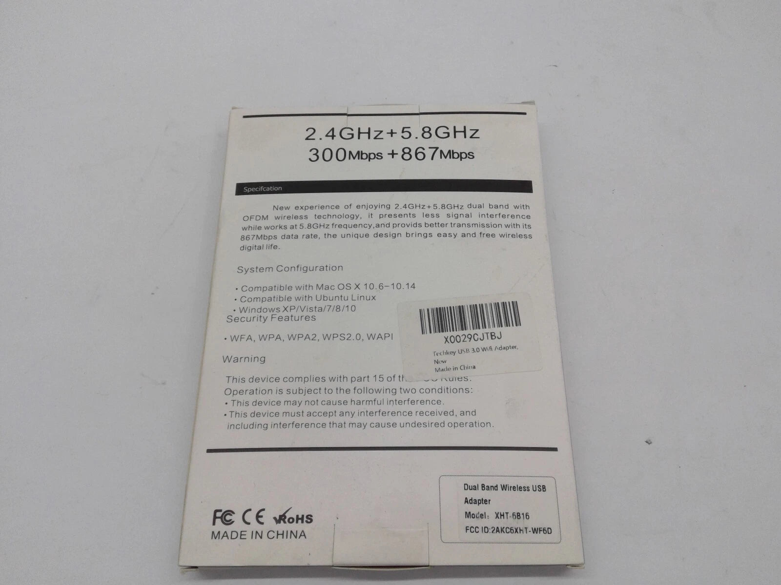 TECHKEY WI-FI 11AC USB Adapter AC1200 High Dual Antennas XHT-6B16