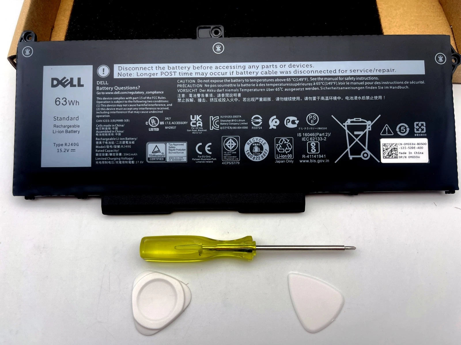 Genuine 63WH RJ40G Battery for Dell Latitude 15 5520 14 5420 Precision 15 3560