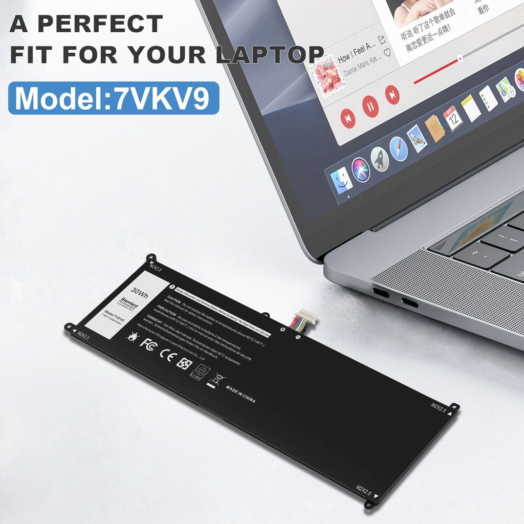 Laptop 7VKV9 Battery For For Dell XPS 12 9250 Latitude 12 7275 Series 9TV5X 30Wh