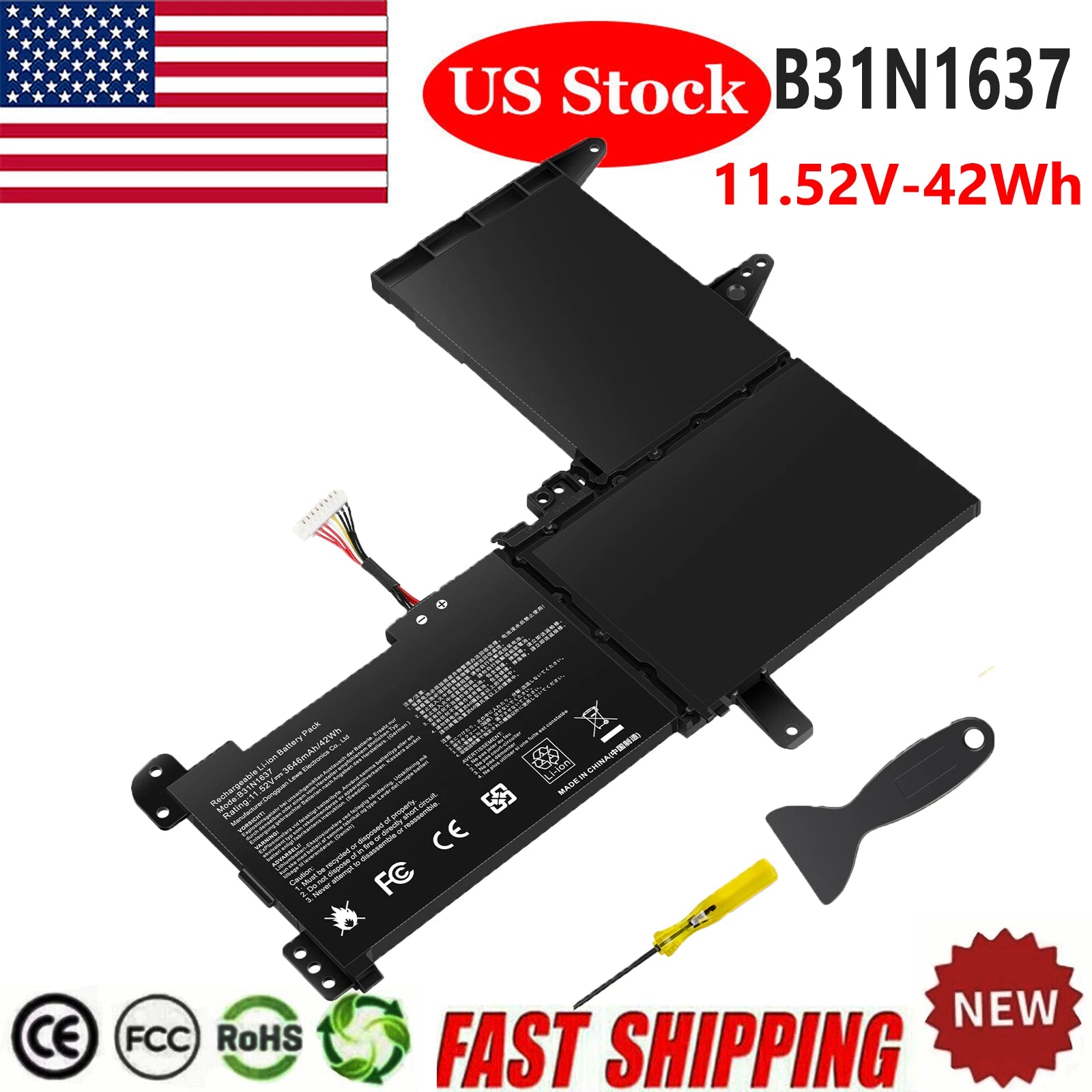 B31N1637 Battery For Asus VivoBook F510U S15 S510U X510U X541U X542U X510UR