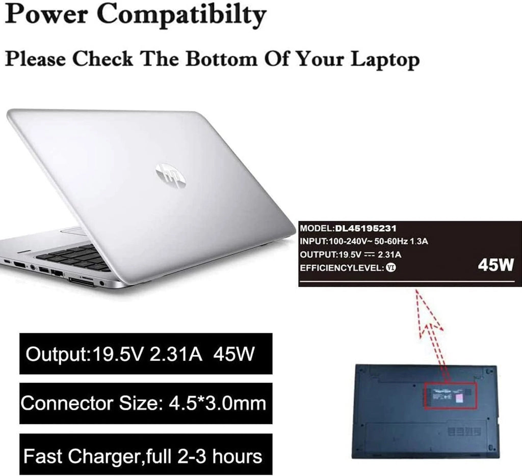 45W AC Adapter Charger For HP Pavilion x360 14 14M Convertible Laptop Power Cord