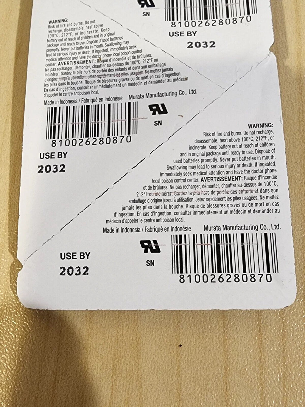1 pc Murata/Sony CR2430 Battery 3V Lithium Coin Cell 300mAh Expire 2032