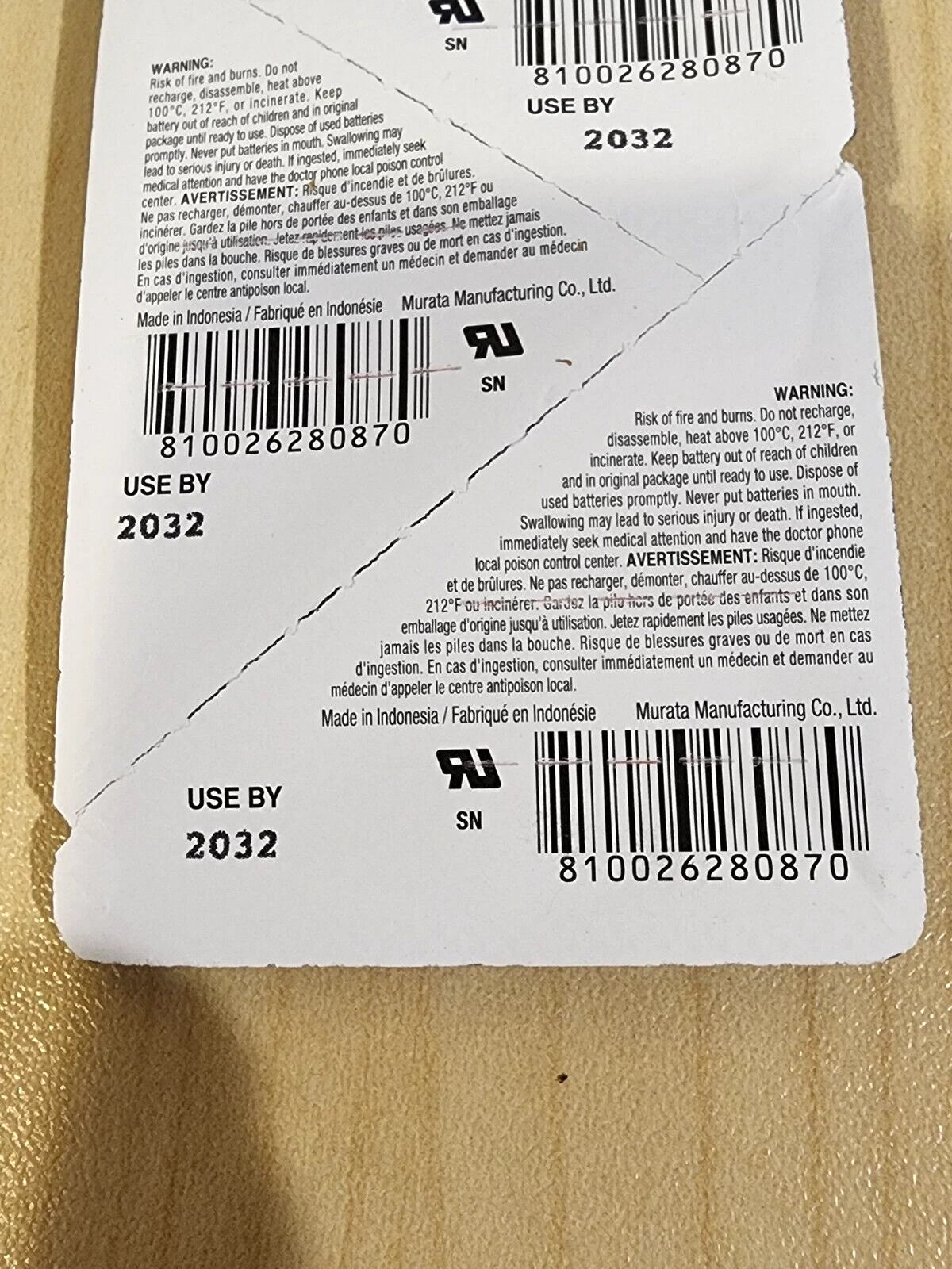 1 pc Murata/Sony CR2430 Battery 3V Lithium Coin Cell 300mAh Expire 2032