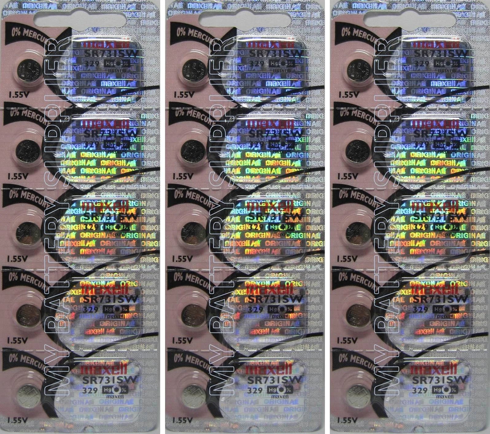Maxell 329 Button Cell Watch SR731SW Batteries 15 Pcs