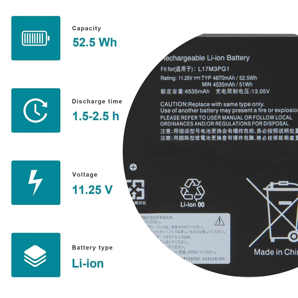 Replacement L17C3PG1 L17M3PG2 Battery for Lenovo Legion Y530 Y530-15ICH L17M3PG1