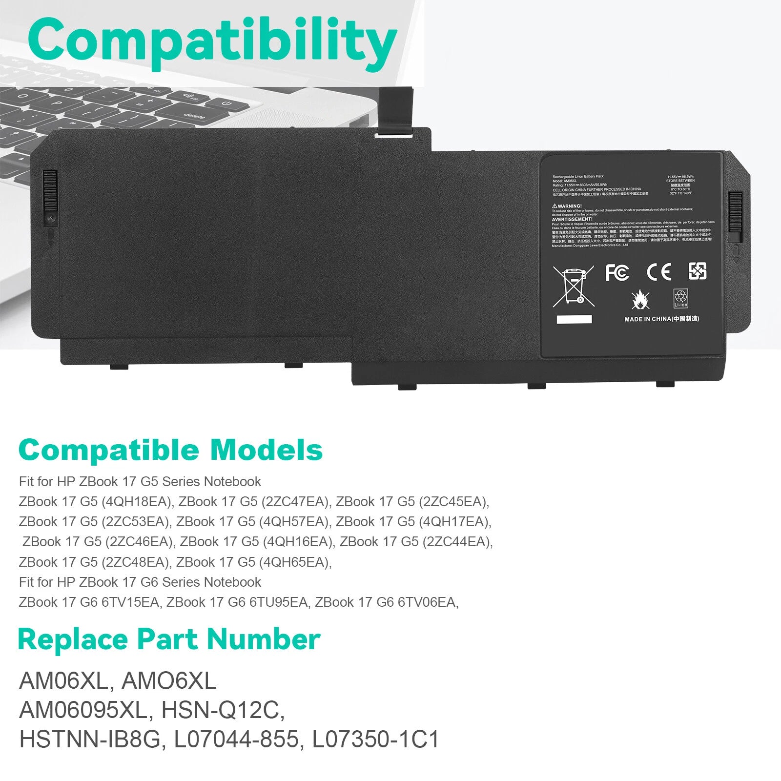 AM06XL Laptop Battery for HP ZBook 17 G5 G6 Series Notebook AMO6XL HSTNN-IB8G