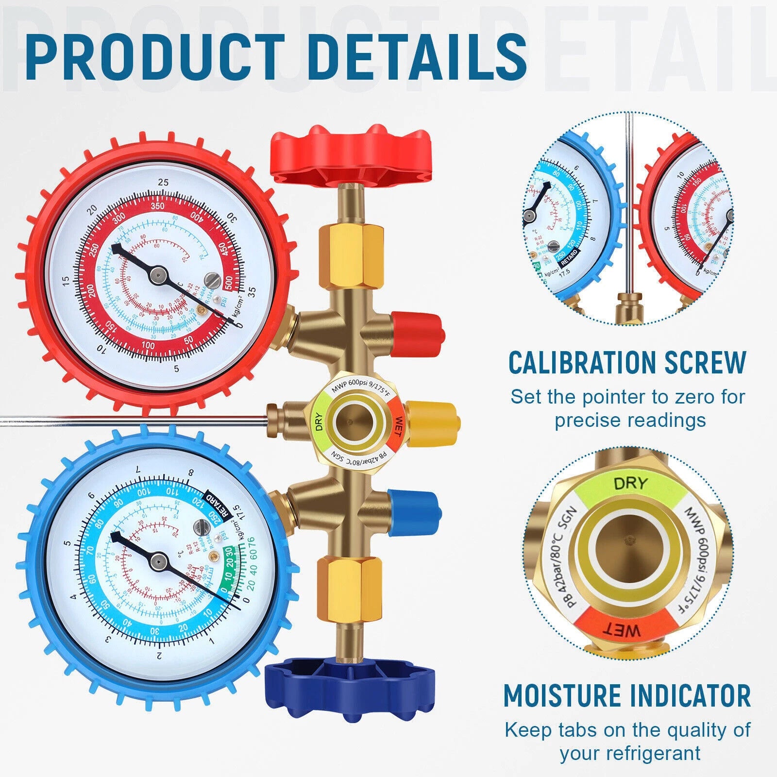 4CFM AC Vacuum Pump Kit w/ HVAC Manifold Gauge Set Leak Detector for R134a R410a