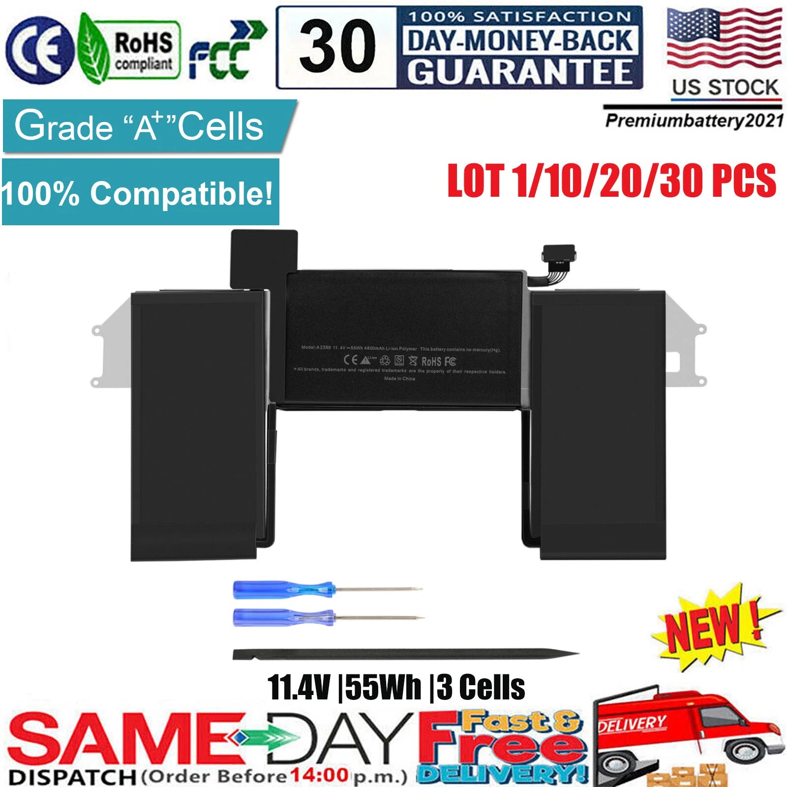 ?LOT A2389 Battery for Apple MacBook Air 13'' inch A2337 (M1, 2020) EMC 3598 US