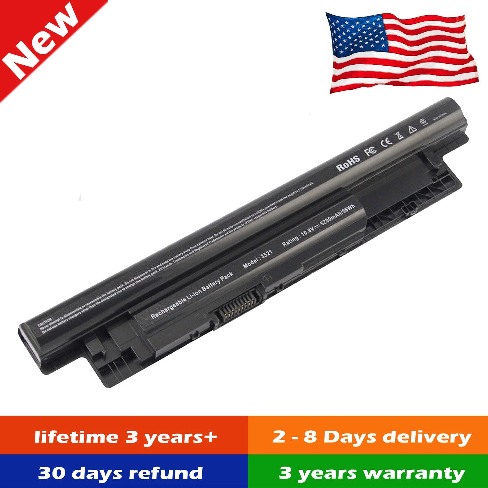 Battery Bateria For Dell Del Inspiron 14 15 17 MR90Y XCMRD 3521 3721 5521