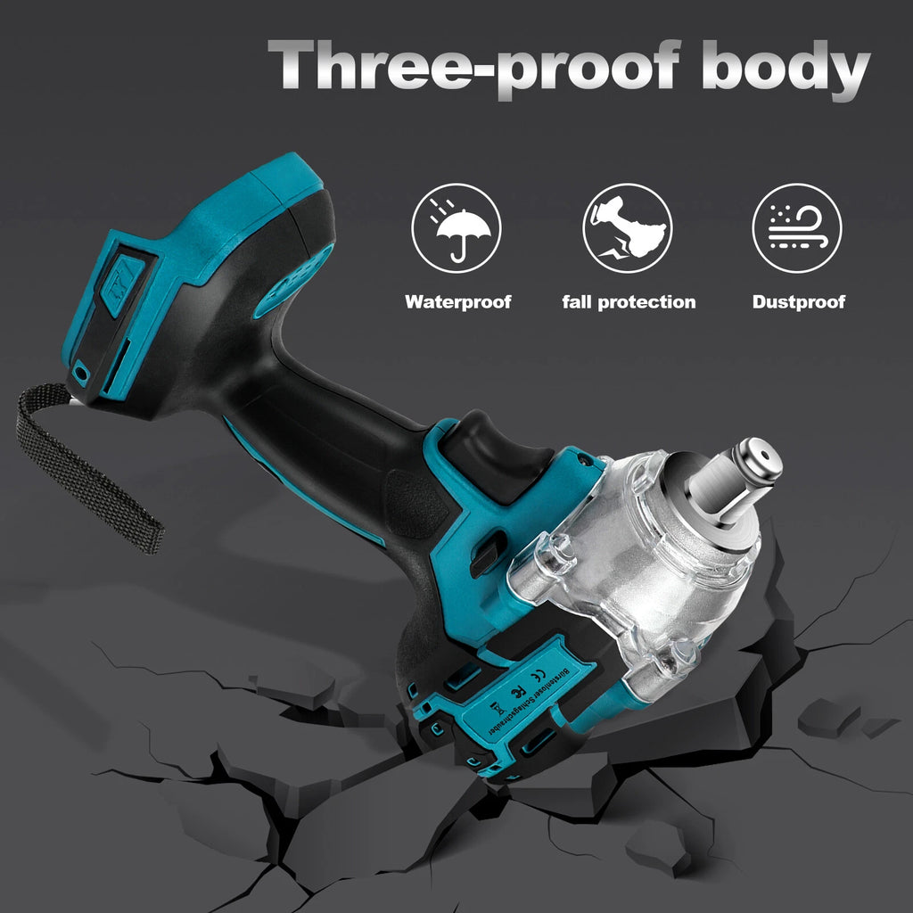 Cordless Impact Wrench 1/2" 650Nm High Torque Brushless Drill with 2xBattery 18V