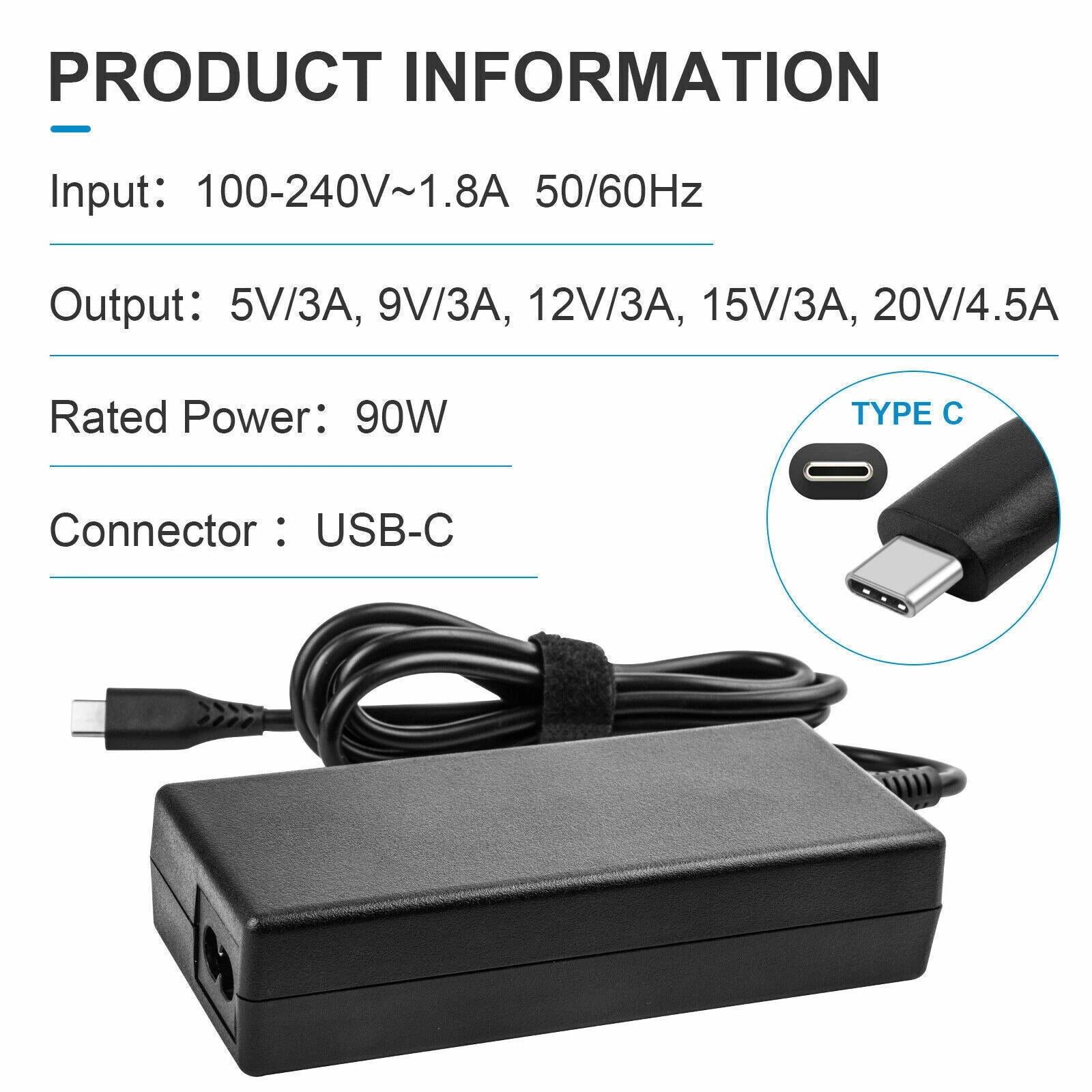 for Dell Laptop Thunderbolt 3 USB-C Display Docking Station 90W Charger Adapter