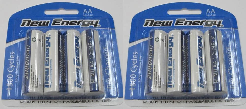8 x AA 2000mAh 1.2V Ni-MH Rechargeable Batteries New Energy