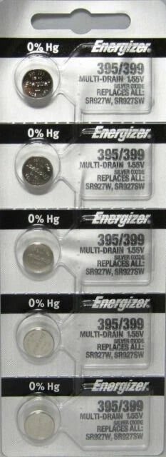 ENERGIZER 395/399 WATCH BATTERIES SR927SW (2 Piece) Sealed Authorized Seller