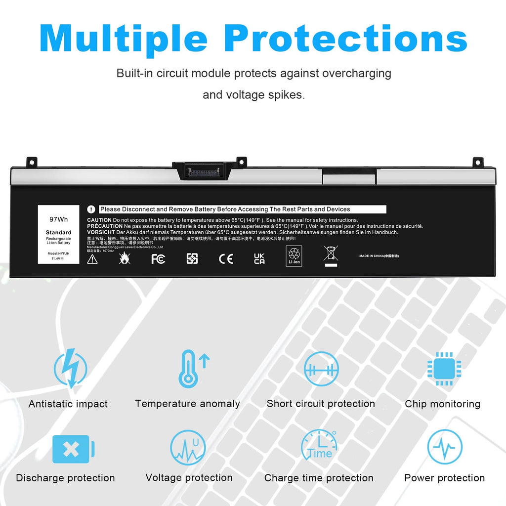 NYFJH 97Wh Laptop Battery For Dell Precision 7330 7530 7540 7730 7740 P74F P34E