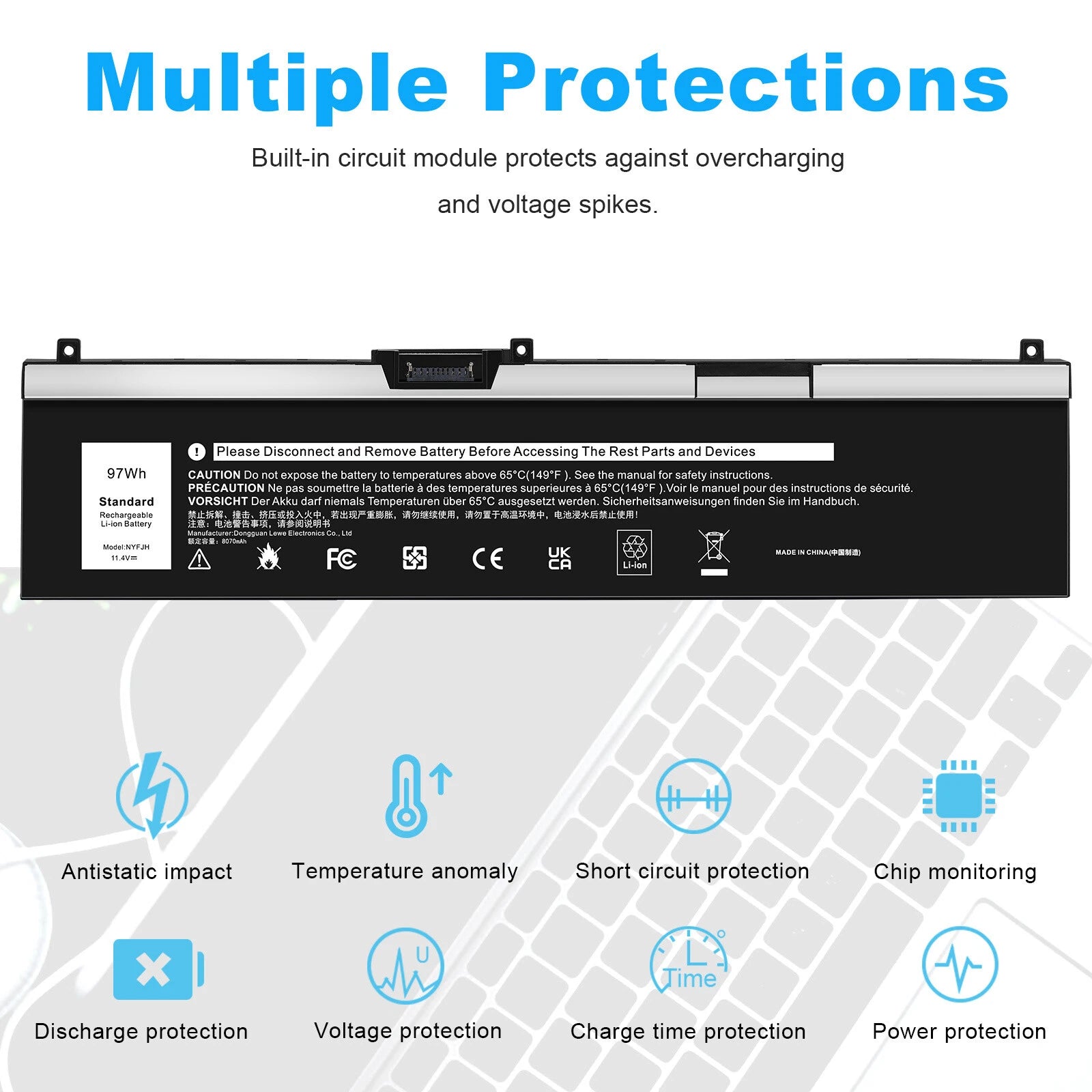 NYFJH 97Wh Laptop Battery For Dell Precision 7330 7530 7540 7730 7740 P74F P34E