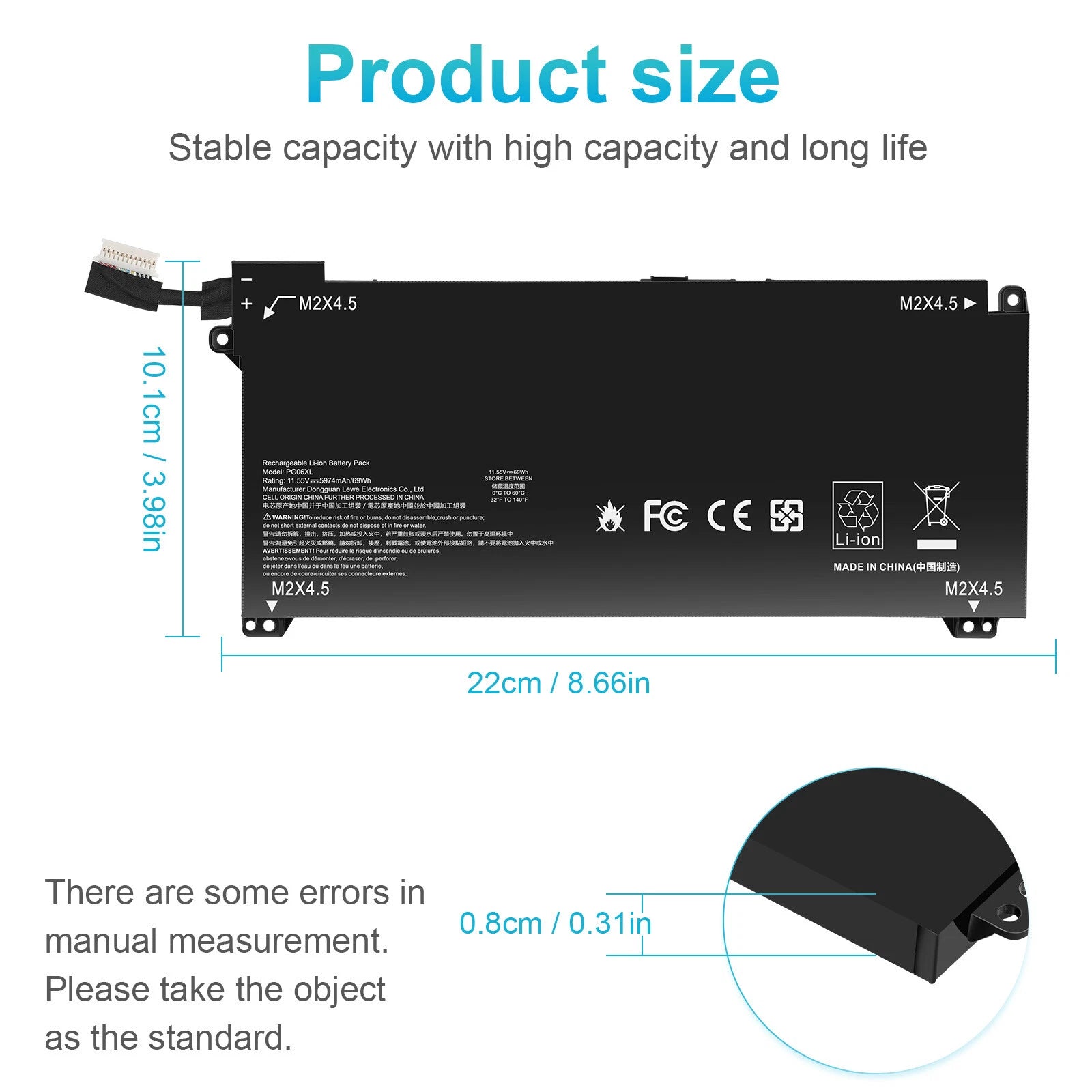 NEW PG06XL Laptop Battery For HP Omen 15-DH 15T-DH000 HSTNN-DB9F L48497-005 69Wh