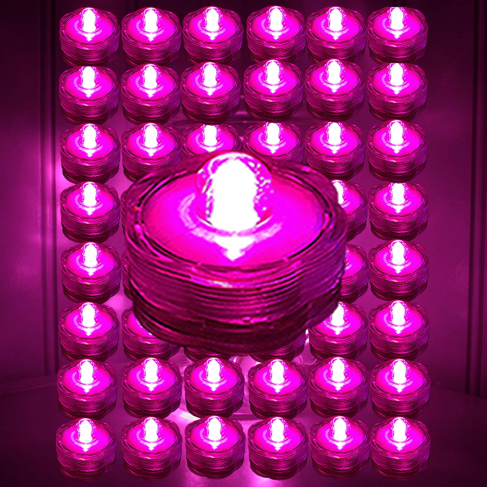 48 Pack PINK Submersible Waterproof Underwater Battery LED Tea Light~Wedding