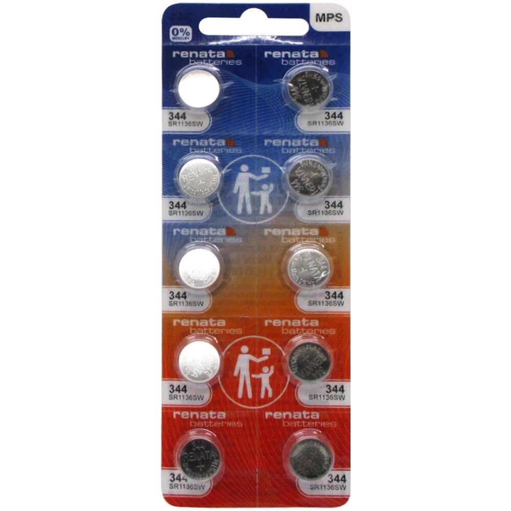 10 Renata 344 SR1136SW SR1136 V344 SR42 GP344 0% MERCURY Batteries