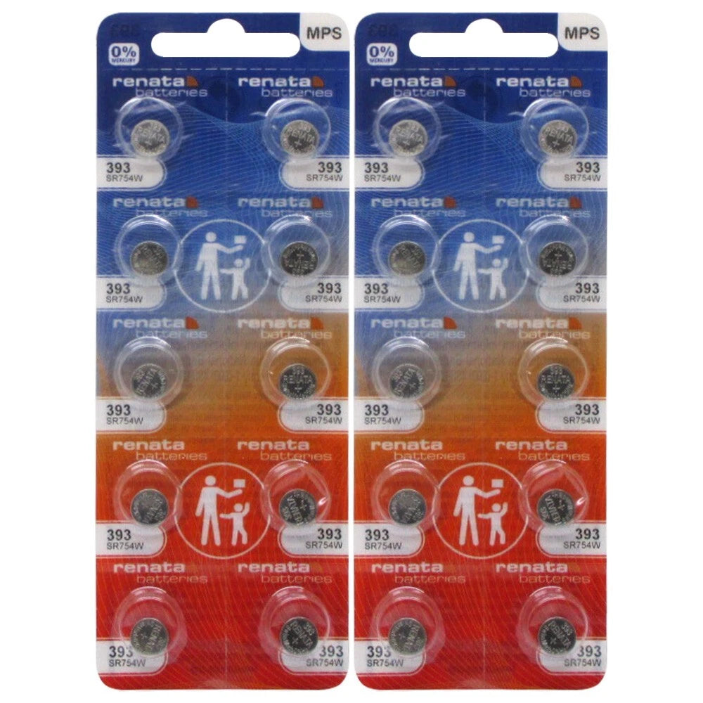 20 Watch and Calculator Renata 393 Batteries SR754W