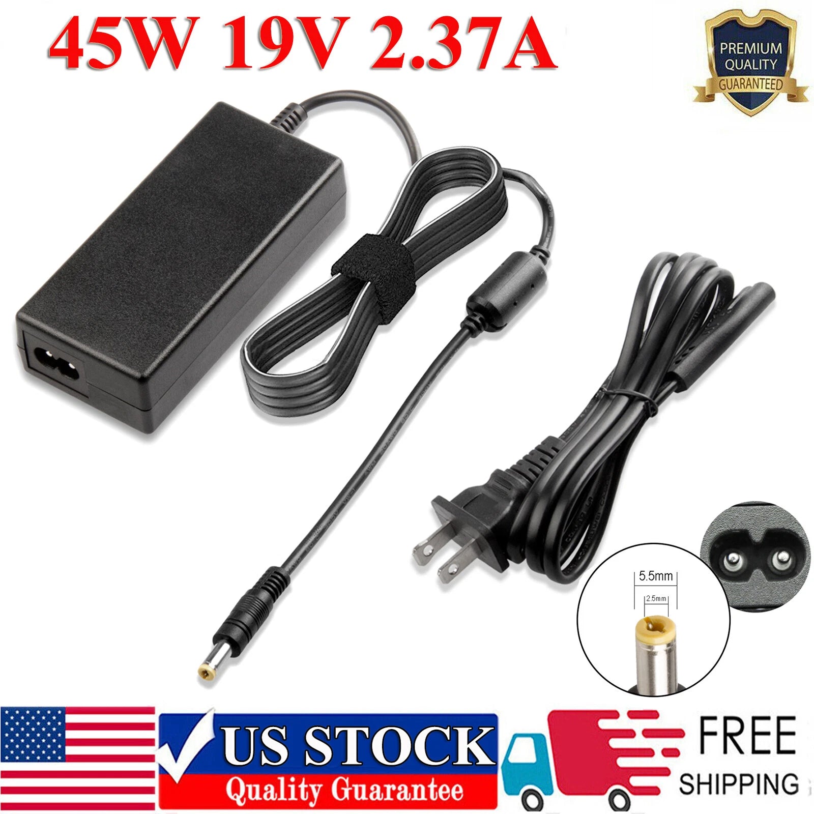 AC Adapter For Toshiba Satellite 19V 2.37A 45W Laptop Power Supply Cord Charger