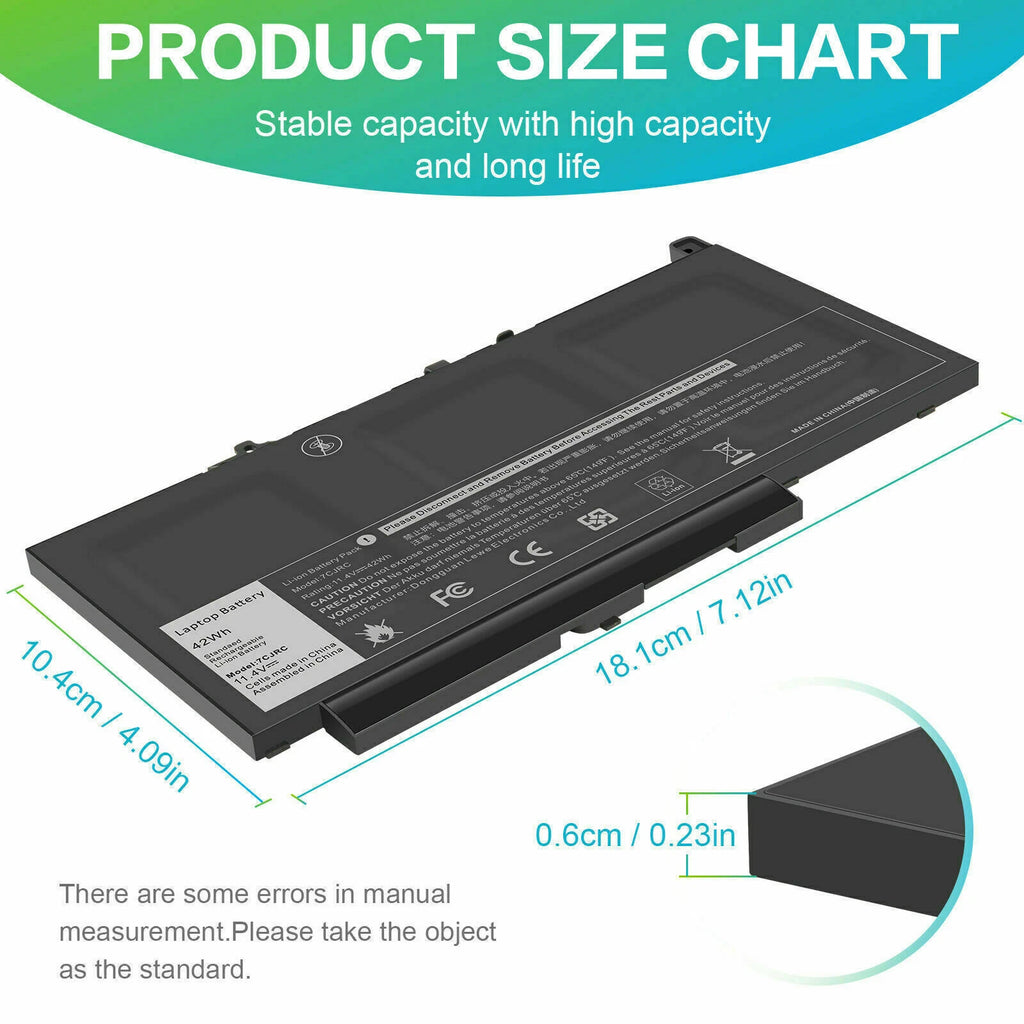 7CJRC Laptop Battery for Dell Latitude 7470 7270 E7470 E7270 Series Notebook PC