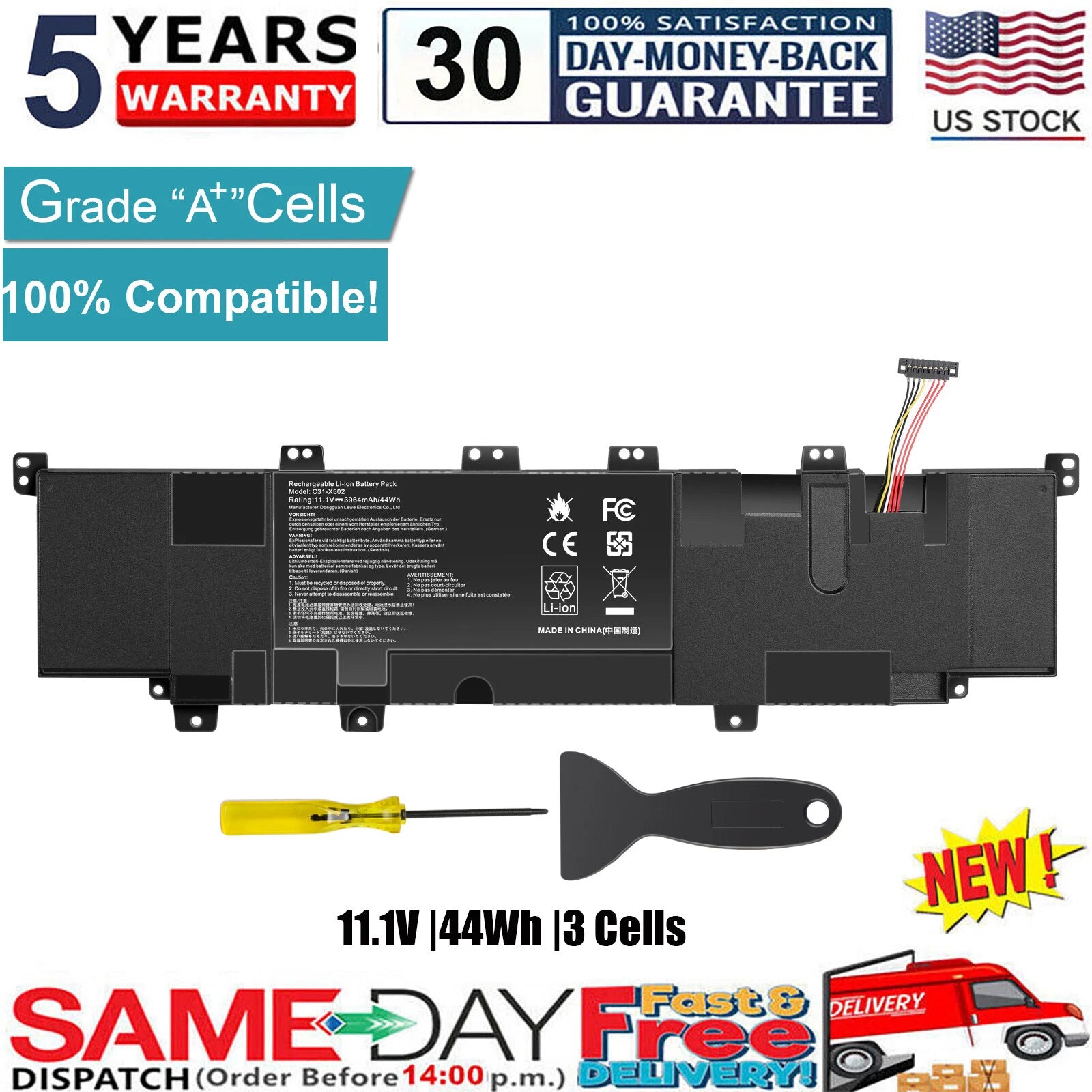 C31-X502 C21-X502 Battery for Asus VivoBook S500C PU500CA V500C V500CA X502CA US