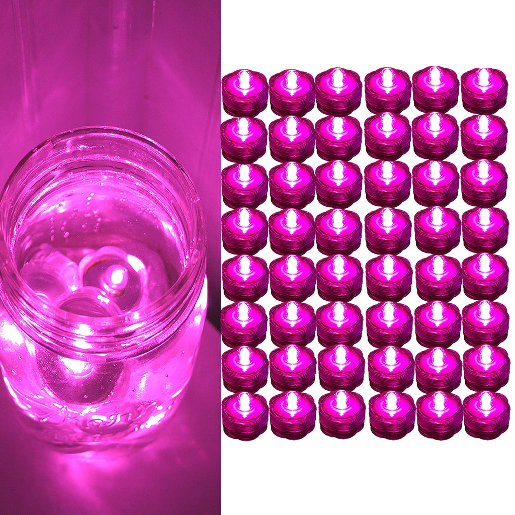 48 Pack PINK Submersible Waterproof Underwater Battery LED Tea Light~Wedding