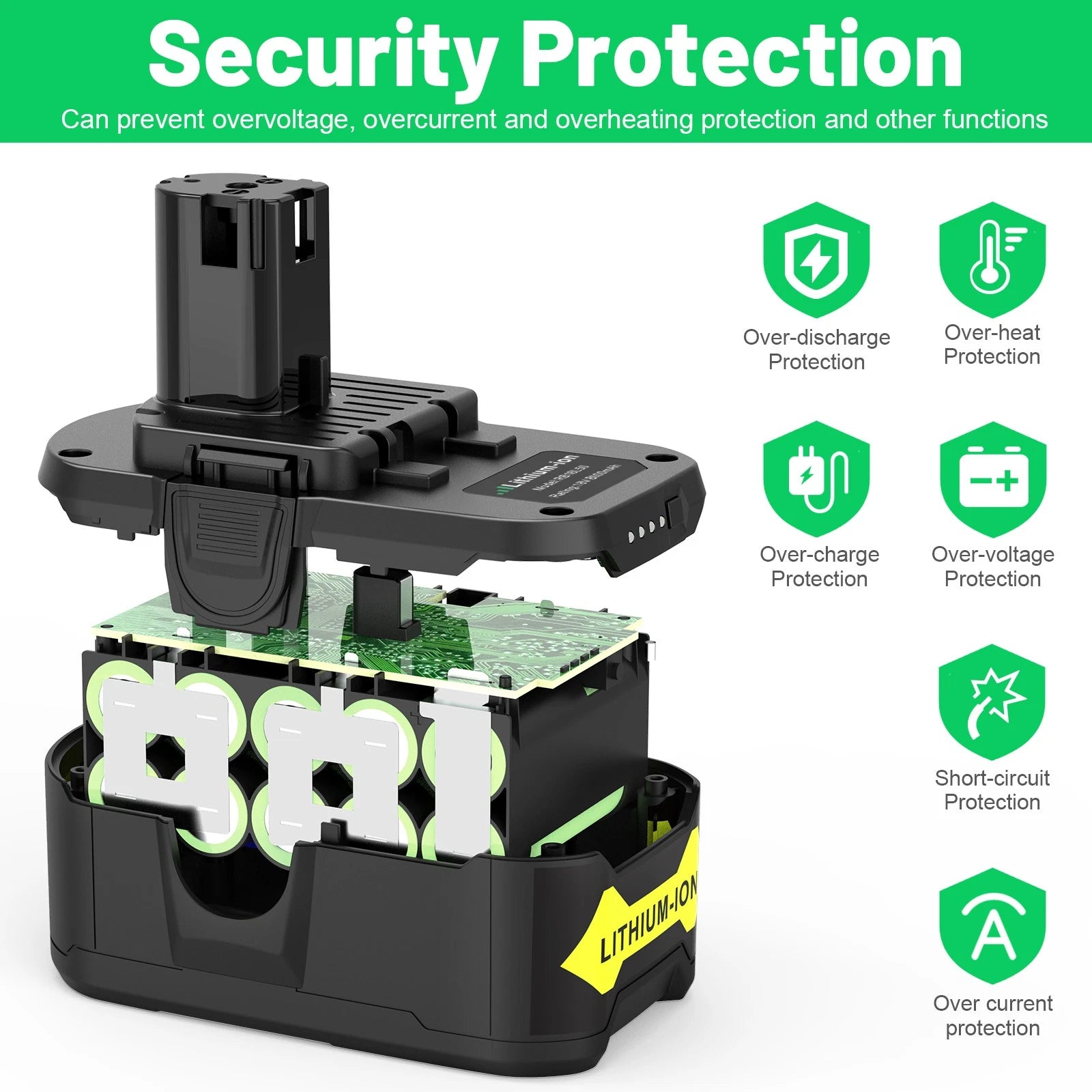 8.0Ah 18Volt Battery For RYOBI P108 18V For One+ Plus High Capacity P107 RB18L50