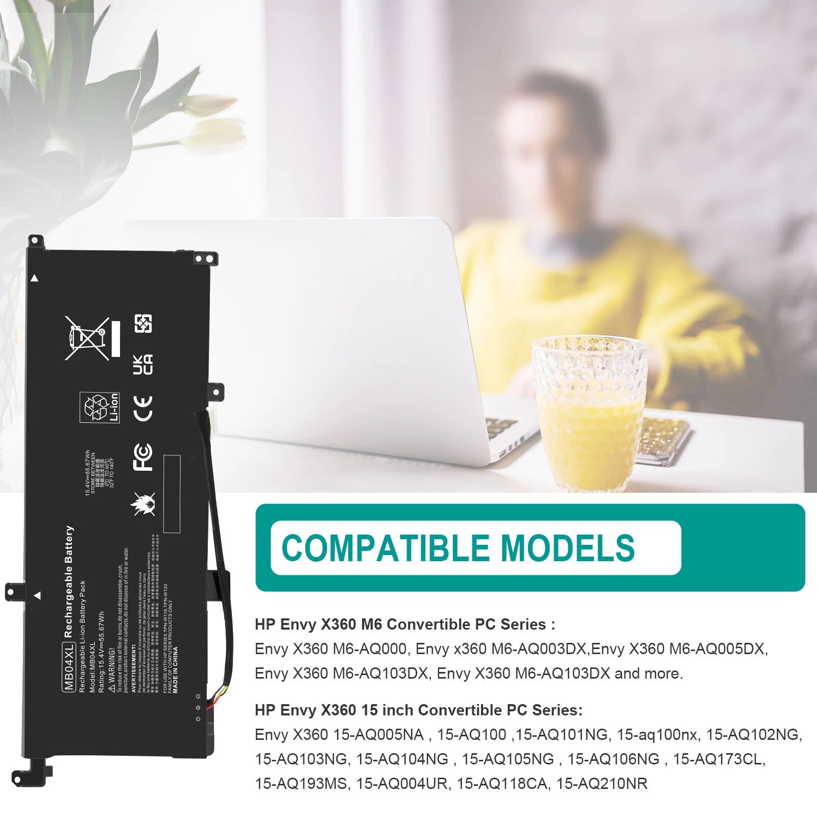 MB04XL MBO4XL Battery For HP Envy X360 M6 15-AQ AR 844204-850 843538-541TPN-W120