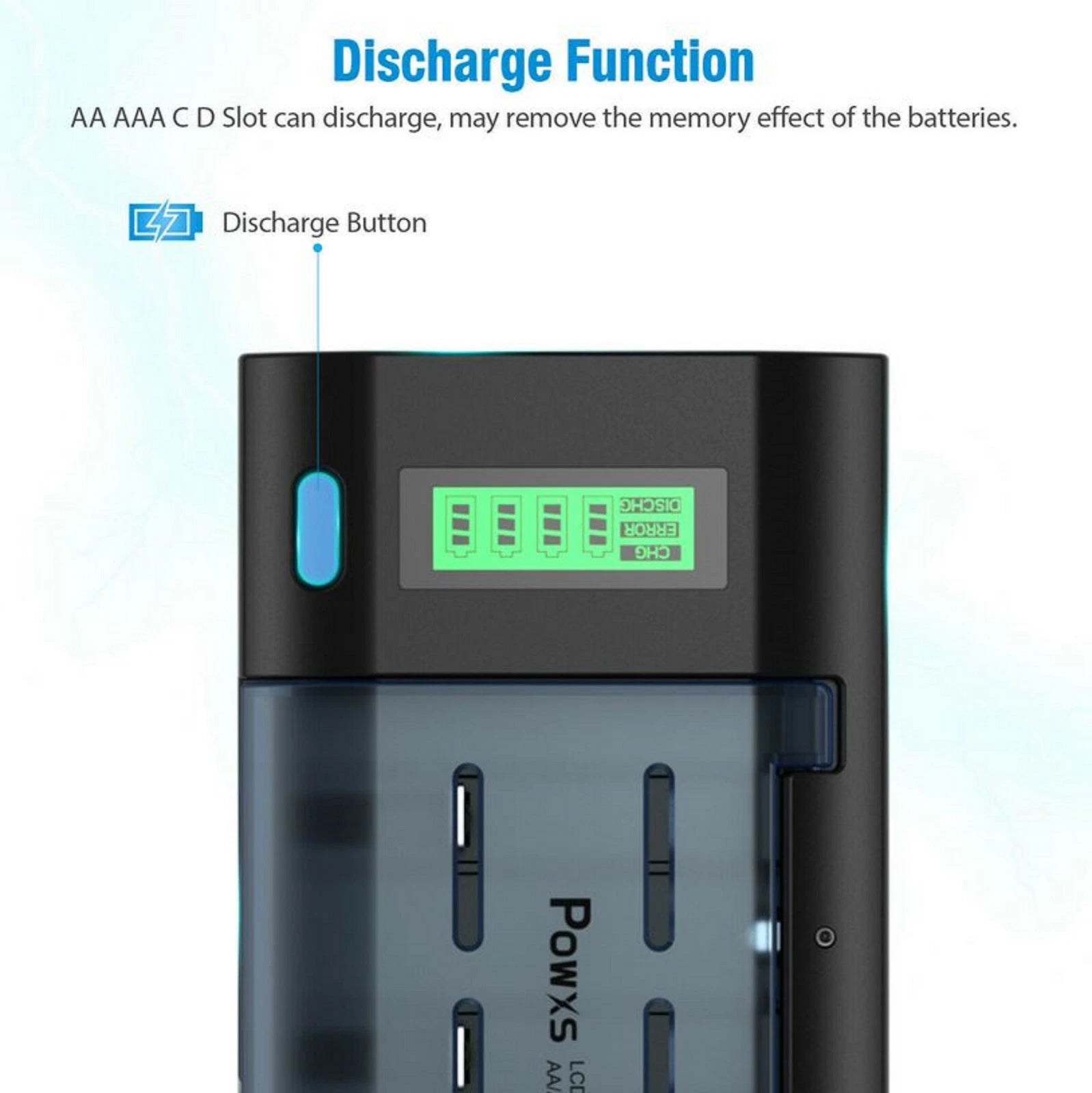 EBL Universal Battery Charger w/ 4 D size cell 10000mAh w/cases 1.2v NI-MH