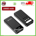 Portable Power Bank 20000mAh Fast Charging Battery with 3 Built in Cable BLK/WHT