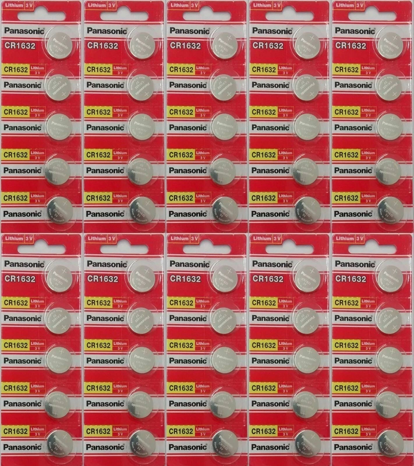 Lot of 50 Panasonic CR1632 1632 Lithium Battery 3V Coin Batteries Cell Exp-2032