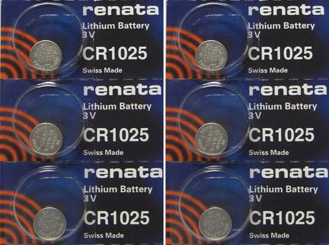 6 Pk Lithium Coin Battery 3v For Keyless Entry and Remote Controls CR1025 Renata