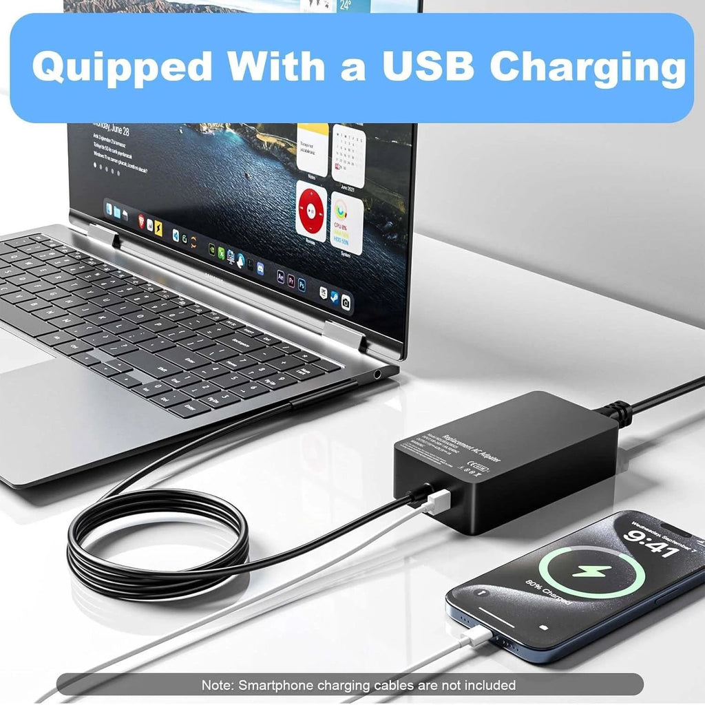 65W 44W 1706 1950 1943 Charger Compatible with Microsoft Surface Pro 9 8 7+ 7 6