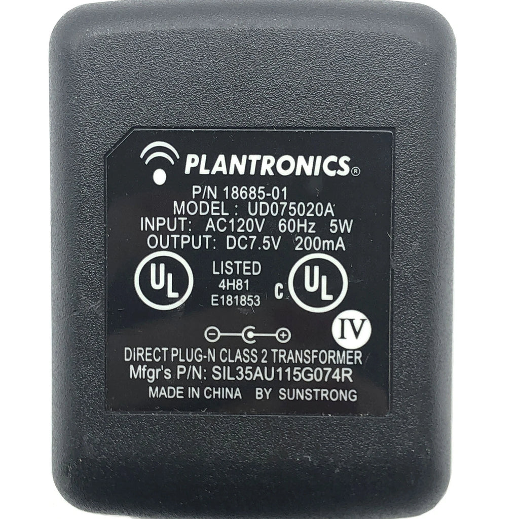 NEW Genuine Plantronics UD075020A AC Adapter 7.5V 0.2A Power Supply 18685-01 OEM