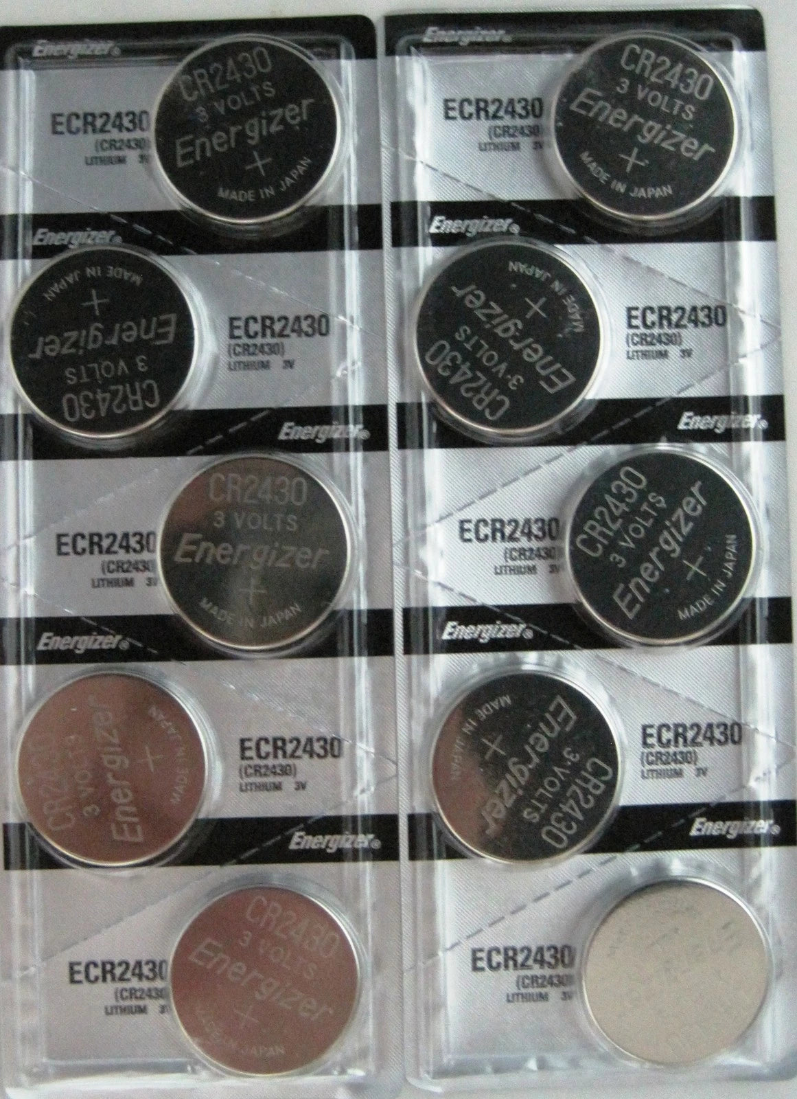 10 Energizer 2430 ECR2430 CR2430 Lithium 3-Volt Coin Cell Batteries