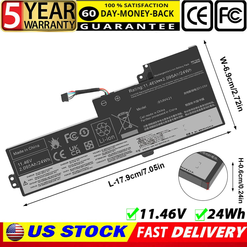 01AV421 01AV420 01AV419 24Wh Battery for Lenovo ThinkPad T470 T480 Notebook PC